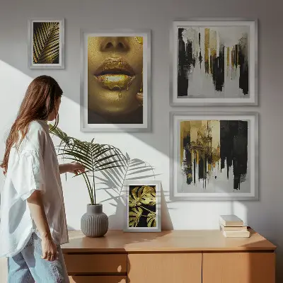 Framed photo set Glamour style plants faces