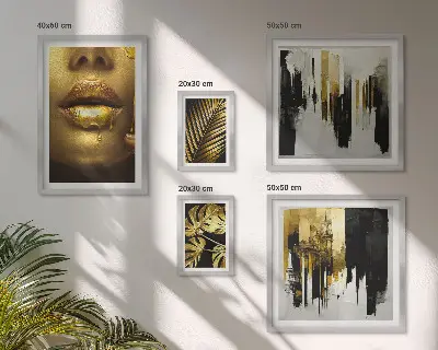 Framed photo set Glamour style plants faces