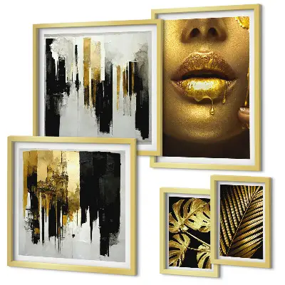 Framed photo set Glamour style plants faces