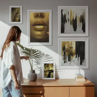 Framed photo set Glamour style plants faces