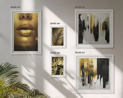 Framed photo set Glamour style plants faces
