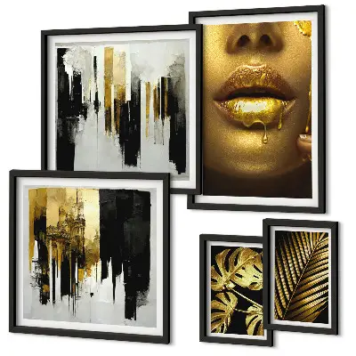 Framed photo set Glamour style plants faces