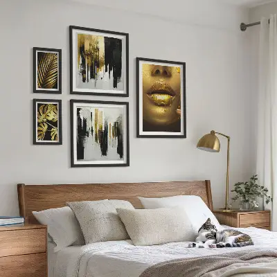 Framed photo set Glamour style plants faces