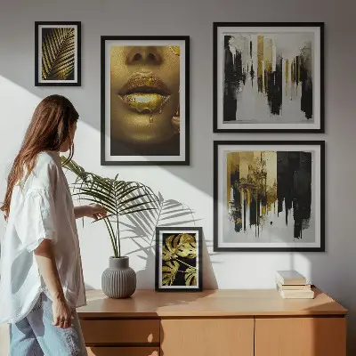 Framed photo set Glamour style plants faces