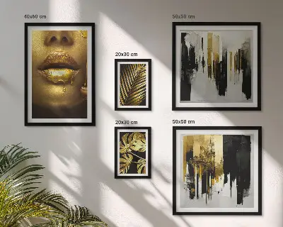 Framed photo set Glamour style plants faces