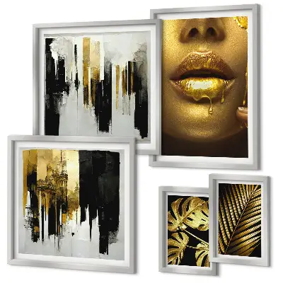 Framed photo set Glamour style plants faces
