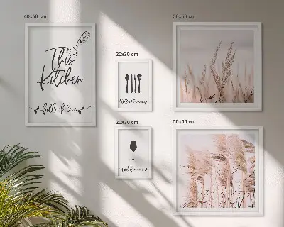 Set of 5 wall art pieces Boho kitchen love cooking
