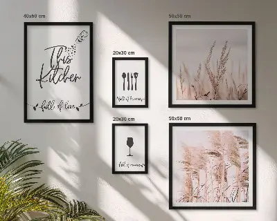Set of 5 wall art pieces Boho kitchen love cooking