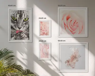 Gallery wall Cats roses delicate shades