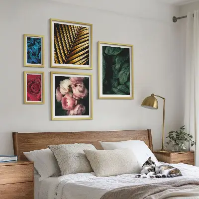 Set of 5 wall art pieces Plant floral motifs