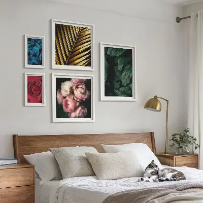 Plant floral motif wall art set of 5 pieces