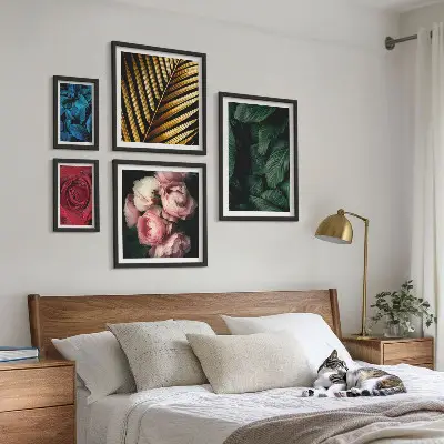 Set of 5 wall art pieces Plant floral motifs