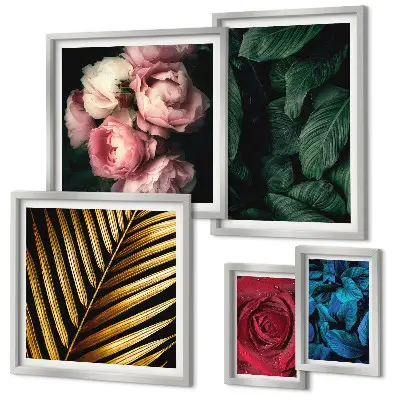 Plant floral motif wall art set of 5 pieces