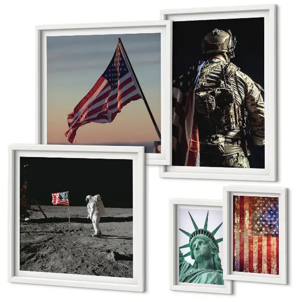 Set of 5 wall art pieces American symbolism of history