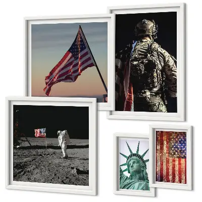 American symbolism of history wall art set of 5 pieces
