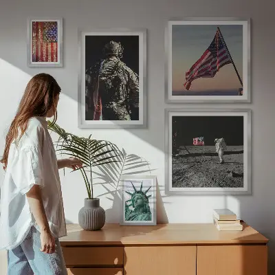 American symbolism of history wall art set of 5 pieces