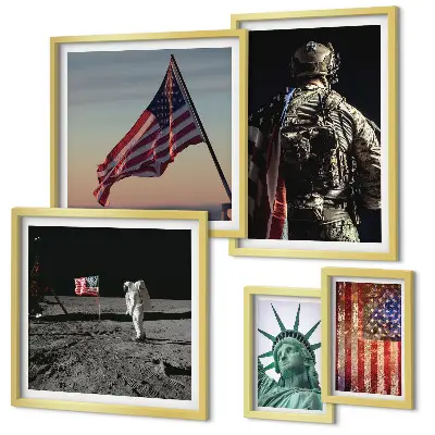 Set of 5 wall art pieces American symbolism of history