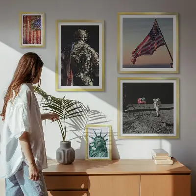 Set of 5 wall art pieces American symbolism of history