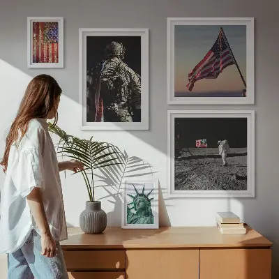 Set of 5 wall art pieces American symbolism of history