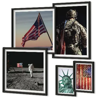 American symbolism of history wall art set of 5 pieces