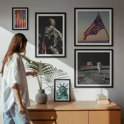 Set of 5 wall art pieces American symbolism of history