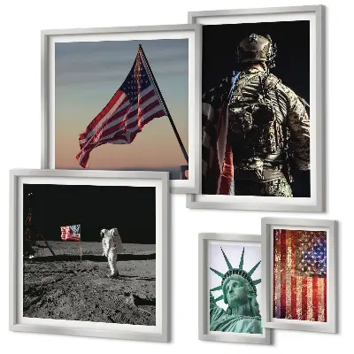 American symbolism of history wall art set of 5 pieces
