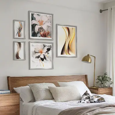 Framed photo set Stylish abstract flowers