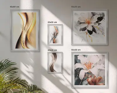 Framed photo set Stylish abstract flowers