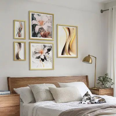 Framed photo set Stylish abstract flowers