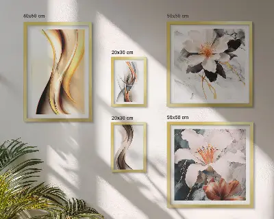 Framed photo set Stylish abstract flowers