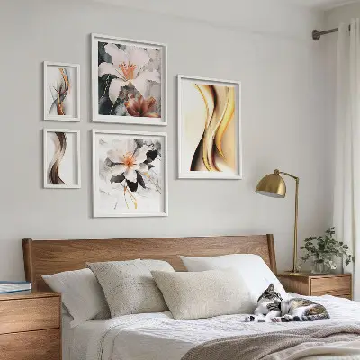 Framed photo set Stylish abstract flowers