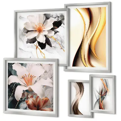 Framed photo set Stylish abstract flowers
