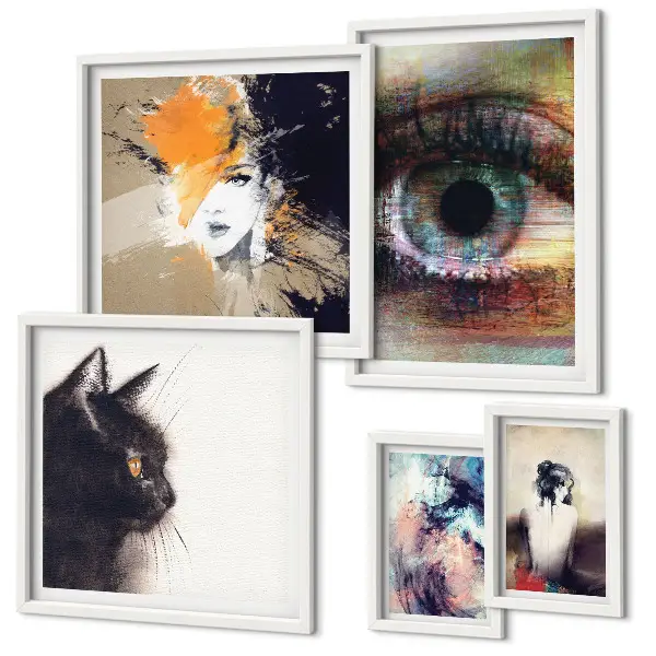 Set of 5 wall art pieces Modern art portraits abstraction