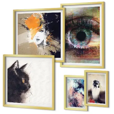 Set of 5 wall art pieces Modern art portraits abstraction