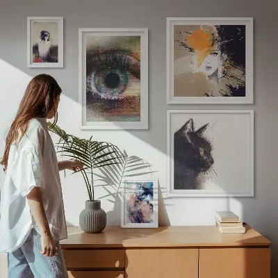 Set of 5 wall art pieces Modern art portraits abstraction