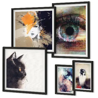 Set of 5 wall art pieces Modern art portraits abstraction