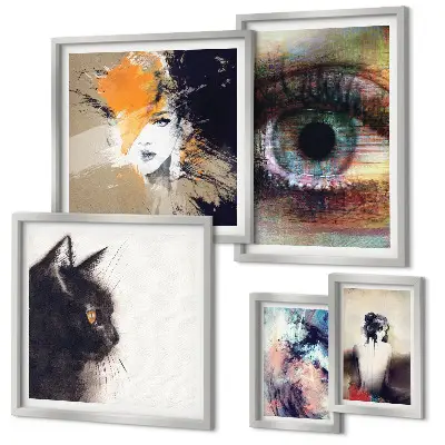 Set of 5 wall art pieces Modern art portraits abstraction