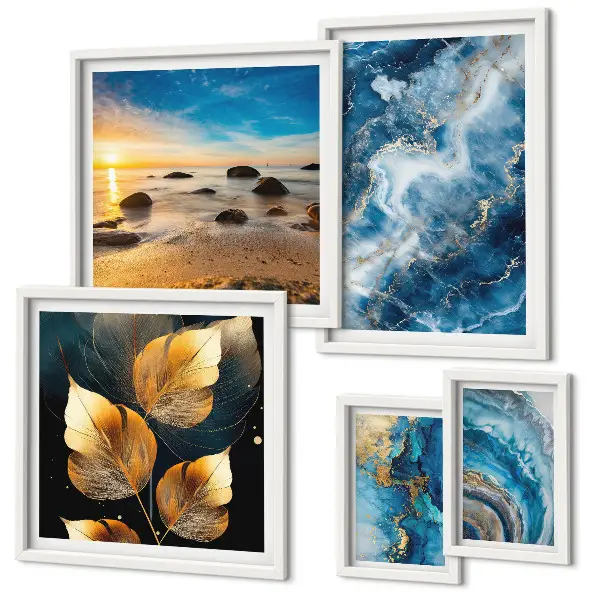 Gallery wall Abstract blue landscapes