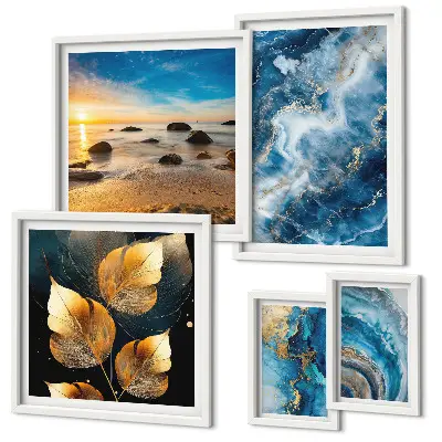 Gallery wall Abstract blue landscapes
