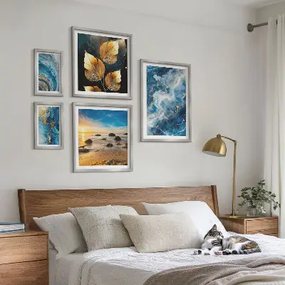 Gallery wall Abstract blue landscapes