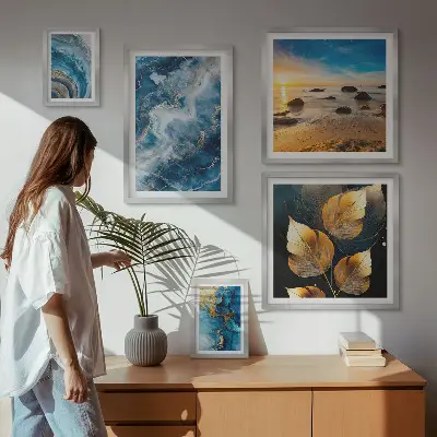 Gallery wall Abstract blue landscapes