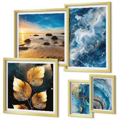 Gallery wall Abstract blue landscapes