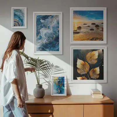 Gallery wall Abstract blue landscapes