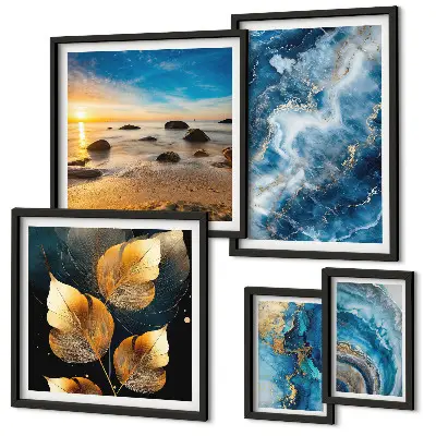 Gallery wall Abstract blue landscapes