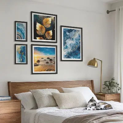 Gallery wall Abstract blue landscapes
