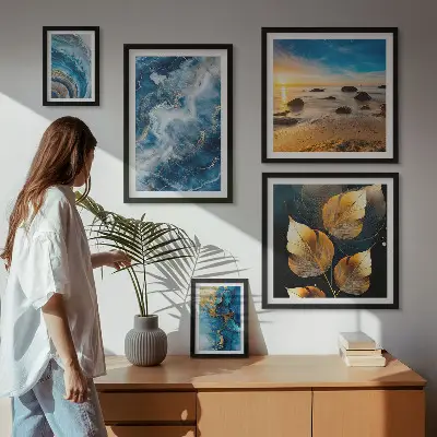 Gallery wall Abstract blue landscapes