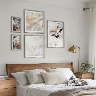 Framed photo set Flowers marble elegance
