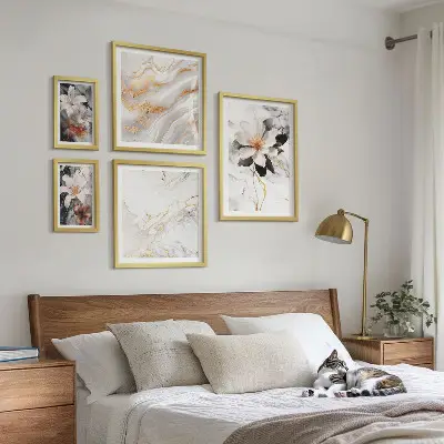 Framed photo set Flowers marble elegance