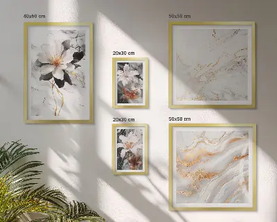 Framed photo set Flowers marble elegance