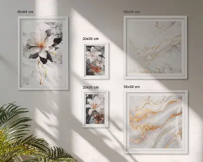 Framed photo set Flowers marble elegance